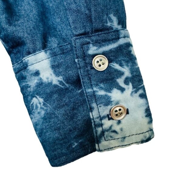 Karen Kane Blue Tie Dye Denim Shirt Dress Collared Button Front Womens Size S - Picture 7 of 12